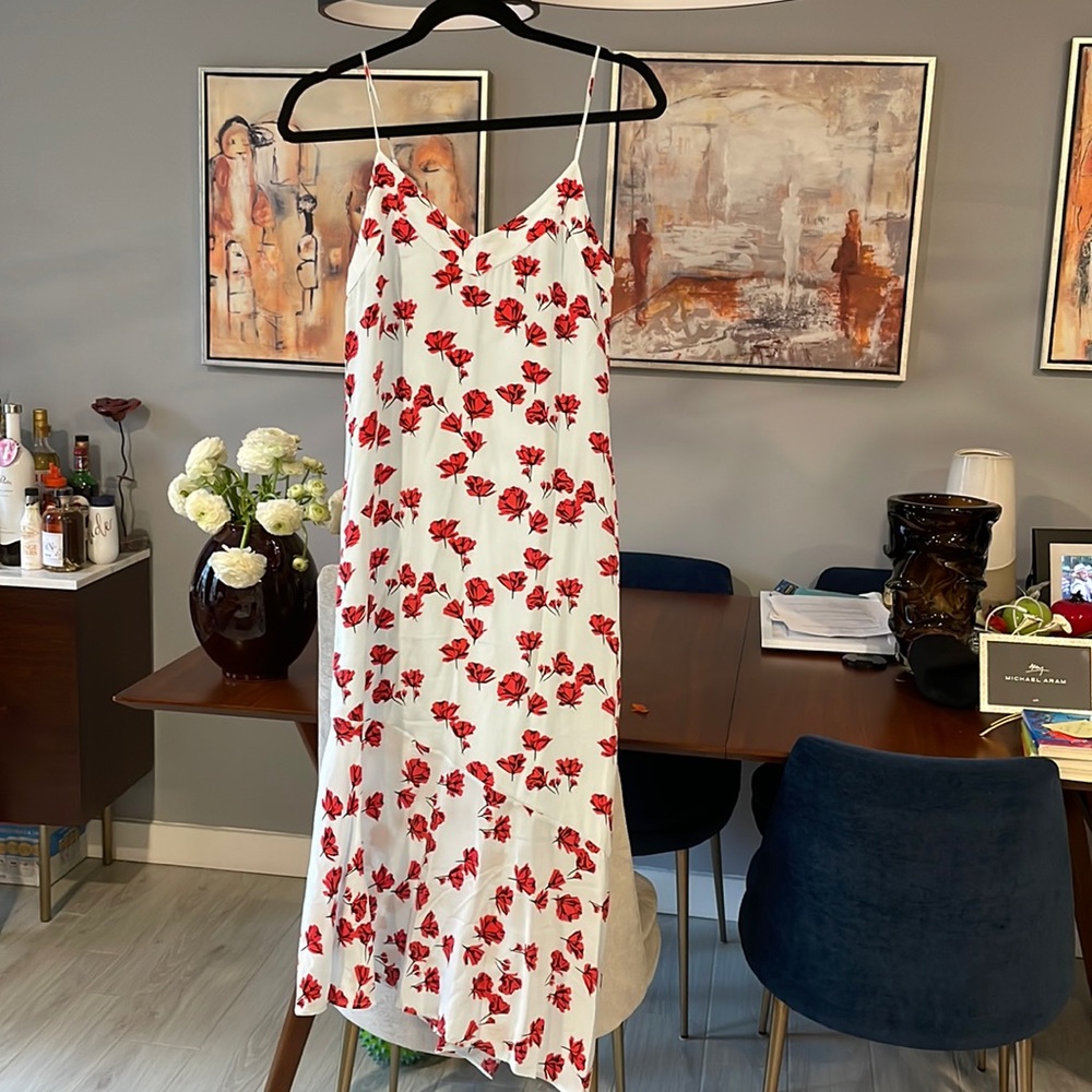 Equipment silk dress floral print sky blue